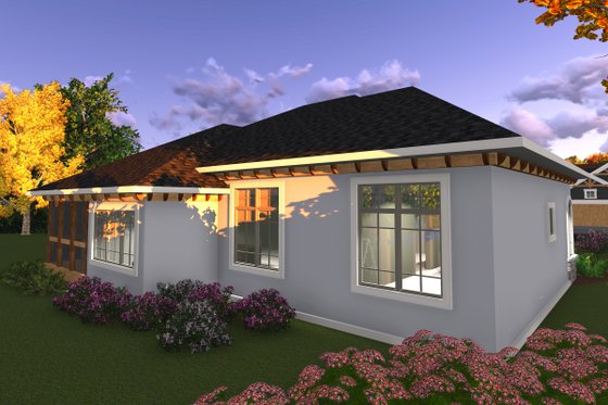 Exterior - Rear Elevation for Ranch House Plan #70-1240 - 3 bed, 2 bath