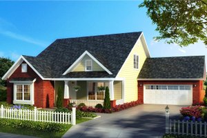 Cottage Exterior - Front Elevation Plan #513-2175