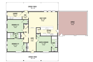 Floor Plan - Main Floor for Farmhouse House Plan #1092-13 - 3 bed, 2 bath