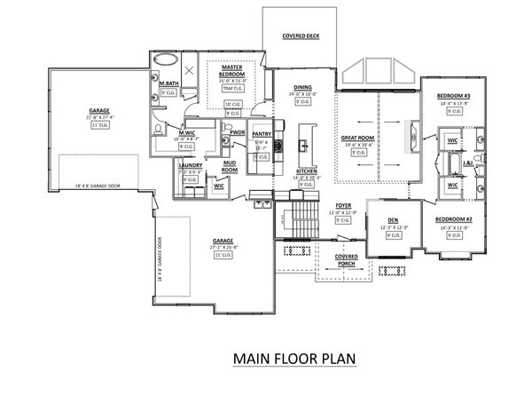 House Design - Floor Plan - Main Floor for Farmhouse House Plan #1089-45 - 3 bed, 2.5 bath