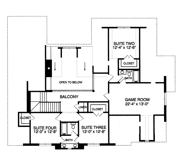 Architectural House Design - European Floor Plan - Upper Floor Plan #413-814