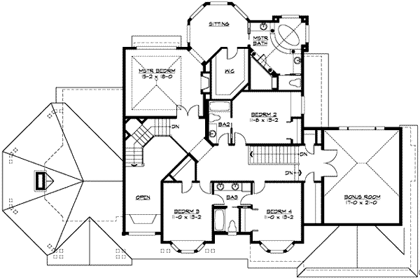 Craftsman Floor Plan - Upper Floor Plan #132-165