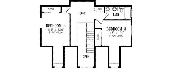 Farmhouse Floor Plan - Upper Floor Plan #1-377