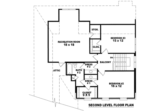 Floor Plan - Upper Floor for European House Plan #81-940 - 3 bed, 2.5 bath