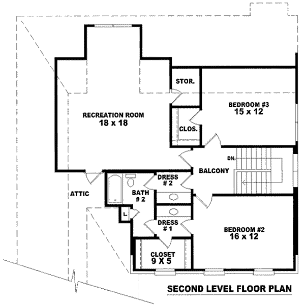 Floor Plan - Upper Floor for European House Plan #81-940 - 3 bed, 2.5 bath