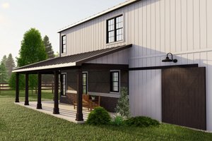Exterior - Covered Porch for Barndominium House Plan #1064-207 - 3 bed, 3.5 bath