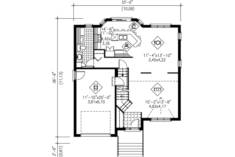 Home Plan - Floor Plan - Main Floor for Modern House Plan #25-4222 - 3 bed, 1.5 bath
