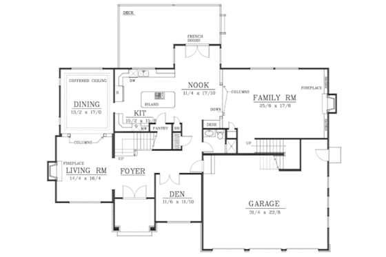 Floor Plan - Main Floor for European House Plan #103-203 - 4 bed, 5 bath