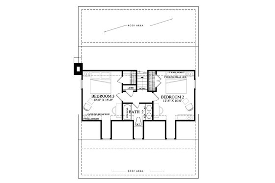 Floor Plan - Upper Floor for Country House Plan #137-264 - 3 bed, 2.5 bath