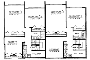 Floor Plan - Lower Floor for Modern House Plan #303-304 - 3 bed, 2 bath