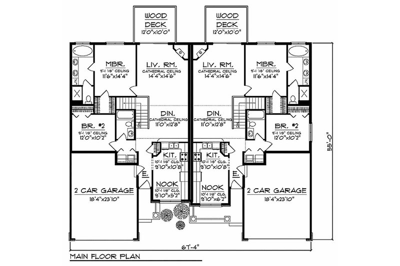 Home Plan - Floor Plan - Main Floor for Traditional House Plan #70-942 - 2 bed, 2 bath