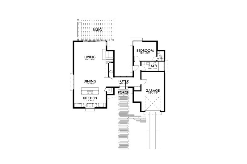 Home Plan - Floor Plan - Main Floor for Contemporary House Plan #80-223 - 3 bed, 3 bath