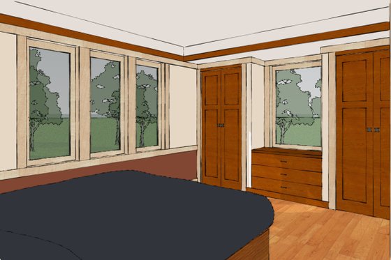 Interior - Master Bedroom 1 for Craftsman House Plan #454-13 - 2 bed, 2 bath