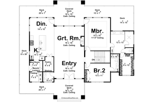 Floor Plan - Main Floor for Beach House Plan #455-483 - 2 bed, 2.5 bath