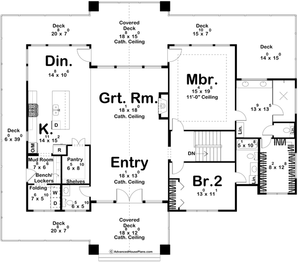 Beach Floor Plan - Main Floor Plan #455-483