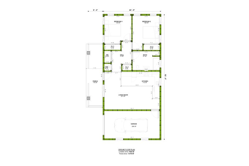 House Design - Floor Plan - Main Floor for Craftsman House Plan #1106-172 - 2 bed, 1 bath