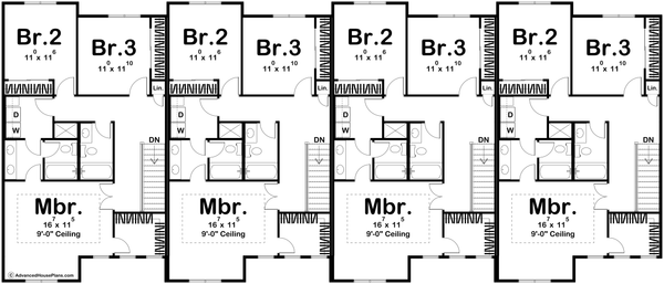 House Design - Floor Plan - Upper Floor for Modern House Plan #455-647 - 3 bed, 2.5 bath
