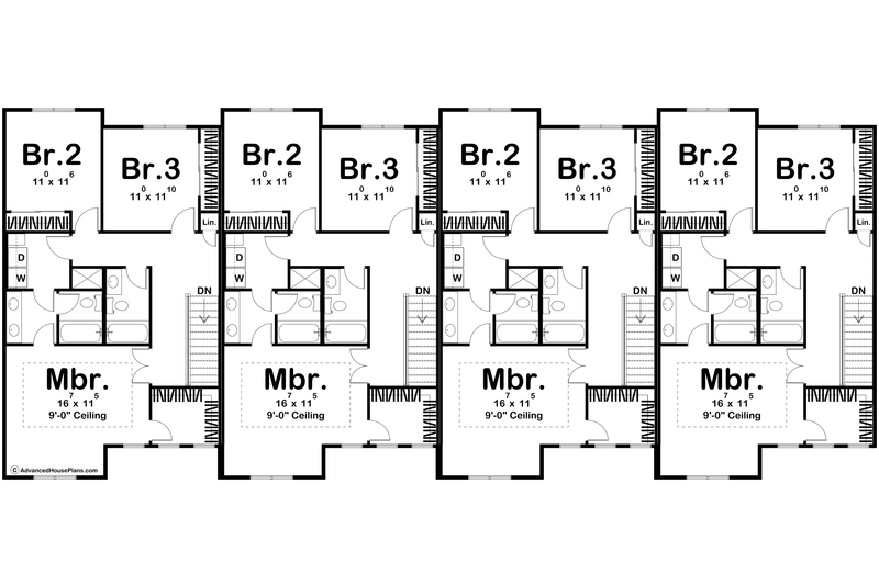 House Blueprint - Floor Plan - Upper Floor for Modern House Plan #455-647 - 3 bed, 2.5 bath