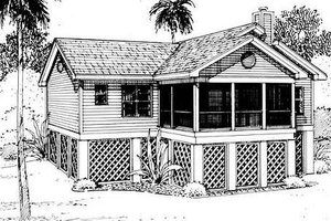 Exterior - Rear Elevation for Beach House Plan #312-718 - 3 bed, 2 bath