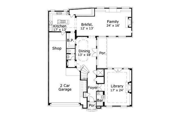 Floor Plan - Main Floor for Colonial House Plan #411-660 - 3 bed, 3.5 bath