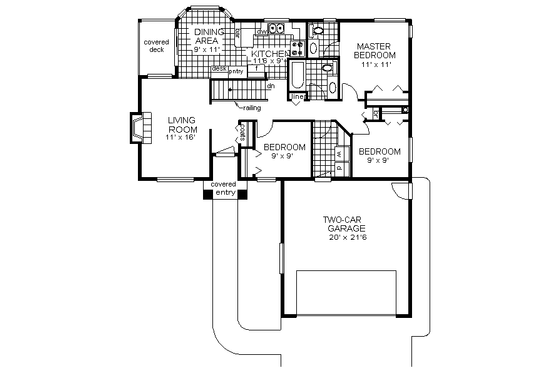 Floor Plan - Main Floor for Ranch House Plan #18-125 - 3 bed, 1.5 bath