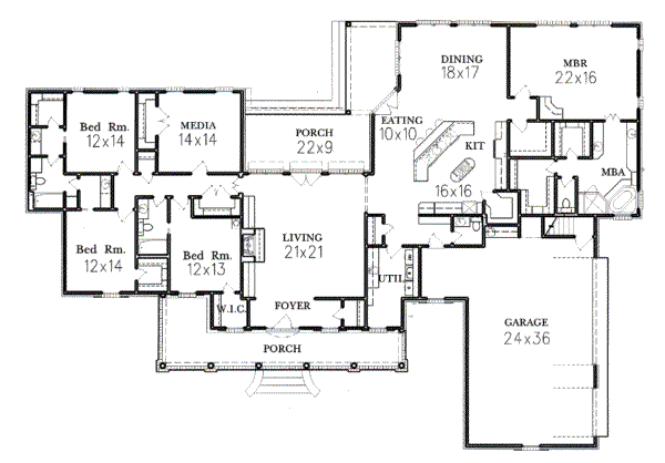 Country Floor Plan - Main Floor Plan #15-136