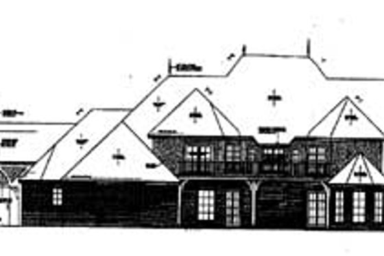 Exterior - Rear Elevation for European House Plan #310-350 - 5 bed, 4.5 bath
