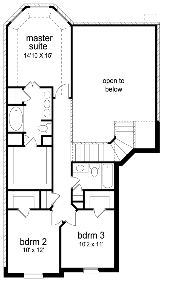 Architectural House Design - European Floor Plan - Upper Floor Plan #84-564