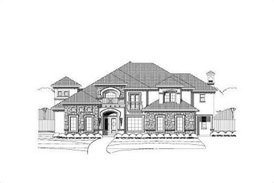 Exterior - Front Elevation for European House Plan #411-463 - 5 bed, 4.5 bath