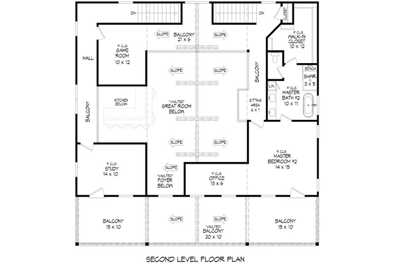 House Plan Design - Floor Plan - Upper Floor for Beach House Plan #932-1110 - 2 bed, 3 bath