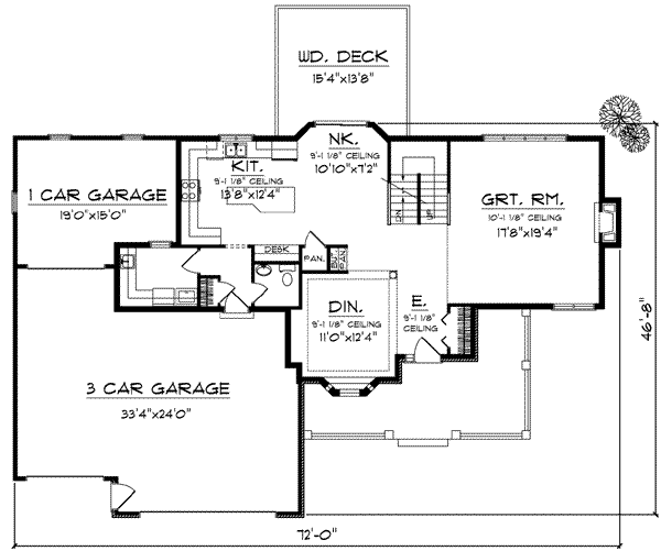 House Blueprint - Traditional Floor Plan - Main Floor Plan #70-624