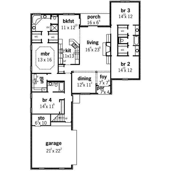 European Floor Plan - Main Floor Plan #16-307