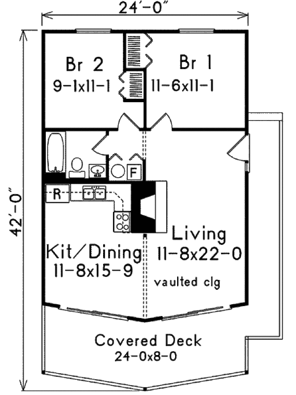Architectural House Design - Cabin Floor Plan - Main Floor Plan #57-494