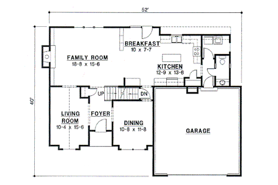 Floor Plan - Main Floor for Traditional House Plan #67-529 - 4 bed, 3.5 bath