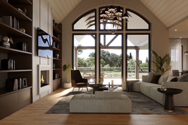 House Blueprint - Interior - Family Room for Ranch House Plan #54-445 - 3 bed, 3.5 bath
