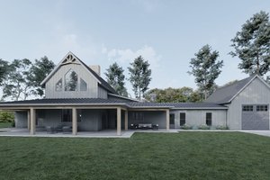 Exterior - Rear Elevation for Barndominium House Plan #923-401 - 5 bed, 3.5 bath