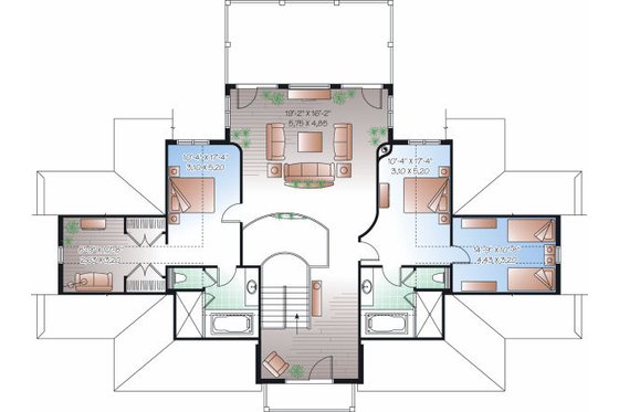 Floor Plan - Upper Floor for Beach House Plan #23-854 - 4 bed, 3.5 bath