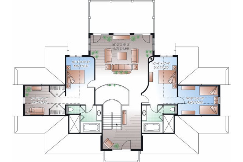 Home Plan - Floor Plan - Upper Floor for Beach House Plan #23-854 - 4 bed, 3.5 bath