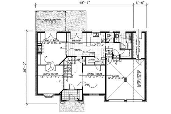 Floor Plan - Main Floor for Colonial House Plan #138-280 - 4 bed, 2.5 bath