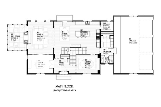 Floor Plan - Main Floor for European House Plan #901-90 - 4 bed, 3.5 bath