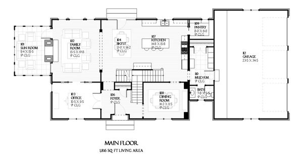 European Floor Plan - Main Floor Plan #901-90