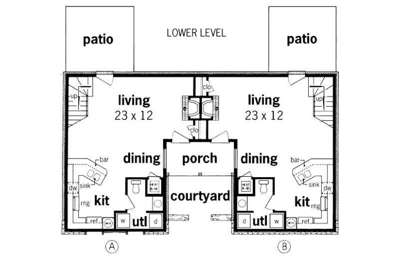 Architectural House Design - Floor Plan - Main Floor for Traditional House Plan #45-294 - 2 bed, 1.5 bath