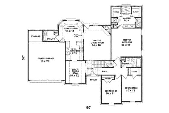 Floor Plan - Main Floor for Traditional House Plan #81-535 - 3 bed, 2 bath