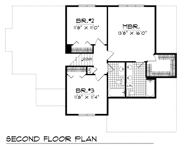 Home Plan - Traditional Floor Plan - Upper Floor Plan #70-202