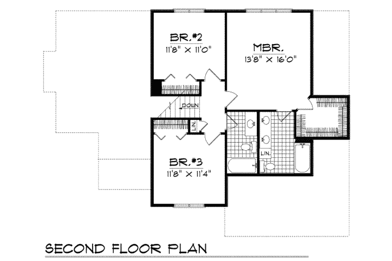 House Plan Design - Floor Plan - Upper Floor for Traditional House Plan #70-202 - 3 bed, 2.5 bath