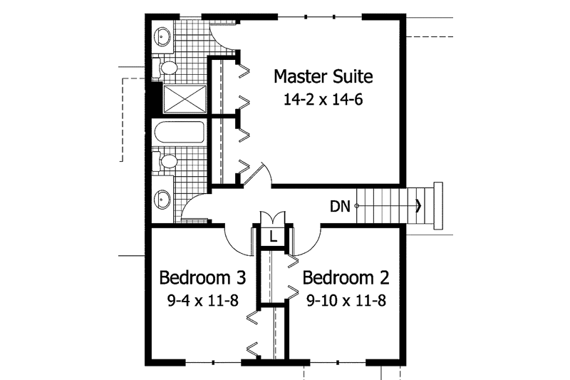 Home Plan - Floor Plan - Upper Floor for Colonial House Plan #51-699 - 3 bed, 2.5 bath