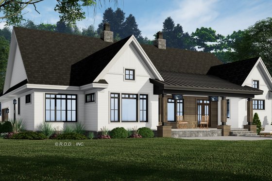 Exterior - Rear Elevation for Farmhouse House Plan #51-1232 - 3 bed, 2.5 bath