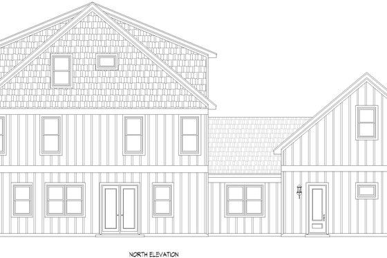 Exterior - Rear Elevation for Farmhouse House Plan #932-1159 - 3 bed, 4 bath