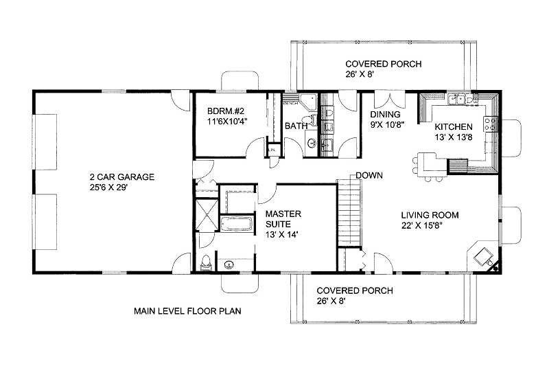 House Design - Floor Plan - Main Floor for Traditional House Plan #117-798 - 2 bed, 2 bath