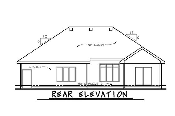 Exterior - Rear Elevation for Traditional House Plan #20-2089 - 2 bed, 2 bath